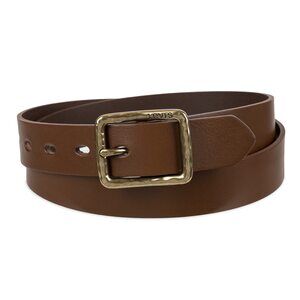 5644 Women's Casual Square Center Bar Buckle Belt, Tan Centerbar
